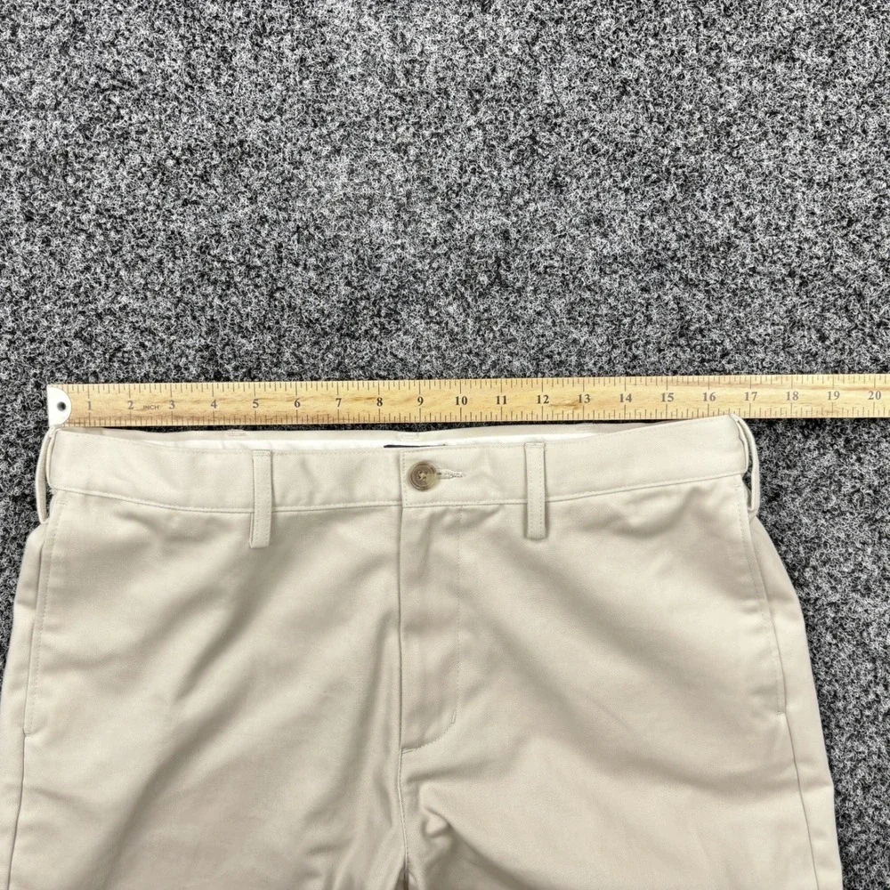 Lands End Pants Mens 34x34 Khaki Beige Traditional Fit Flat Front Chino Trousers
